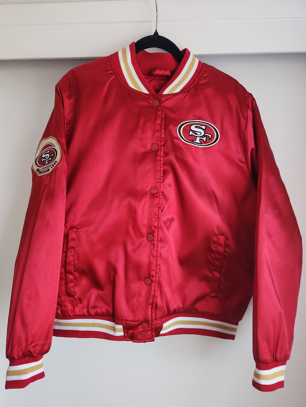 San Francisco 49ers Ultra Game Red Satin bomber jacket L NWT